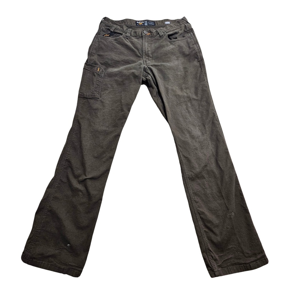 Ariat Rebar M4 Work Pants 34/34 Wren Brown Relaxed Straight Canvas